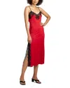 Natori Enchant Lace Trim Nightgown In Brocade Red