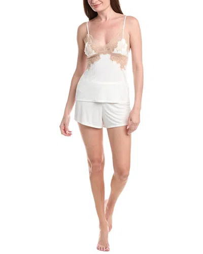 Natori Enchant Lace Applique Cami Short Set In White