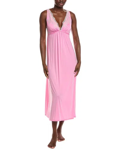 Natori Enchant Lace Applique V-neck Slip Nightgown In Pink