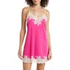 Natori Enchant Lace Trim Satin Chemise In Pink