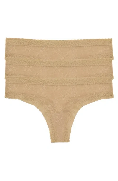 Natori Women's 3-pk. Escape Mesh Thong Underwear In Cafe