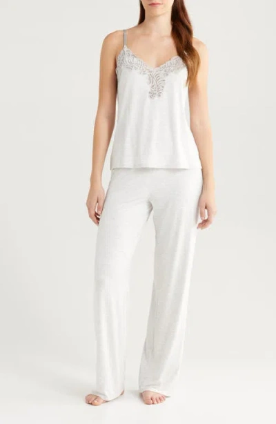 Natori Essentials Lace Trim Jersey Pajamas In Red