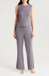 Natori Rib Essentials Cropped Tank & Pants Pajama Set In Purple Slate