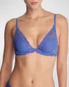 Natori Feathers Contour Plunge Bra In Blue