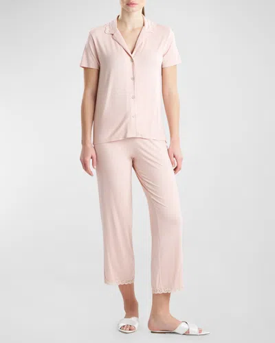 NATORI FEATHERS ESSENTIALS LACE-TRIM JERSEY PAJAMA SET