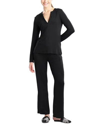 Natori Feathers Essentials Pajama Set In Black