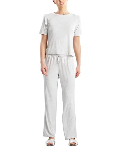 Natori Feathers Essentials Pajama Set In Gray