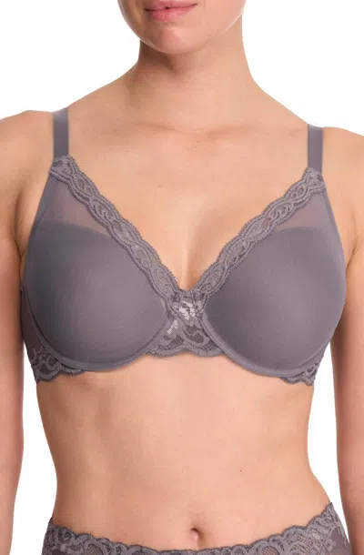 NATORI FEATHERS FULL FIGURE CONTOUR UNDERWIRE BRA IN GRAY