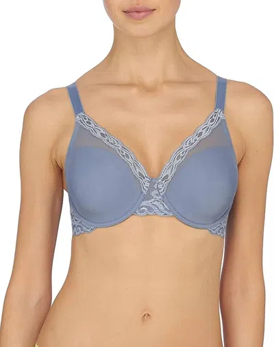 Natori Feathers Full Figure Contour Underwire Bra In Windy Blue In Neutral