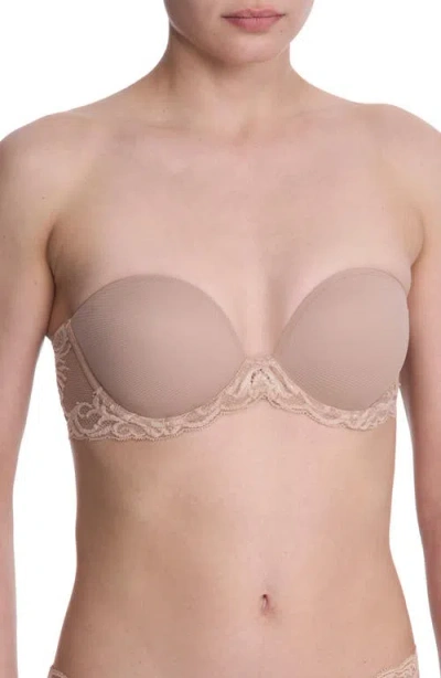 Natori Feathers Lace Plunge Strapless Bra In Neutral