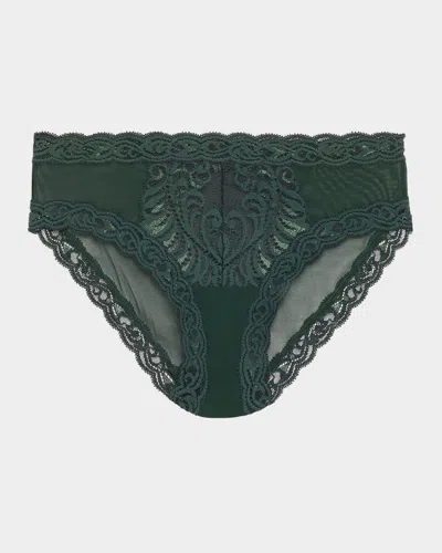 Natori Feathers Lace-trim And Mesh Hipster Briefs In Rose Beige Lace