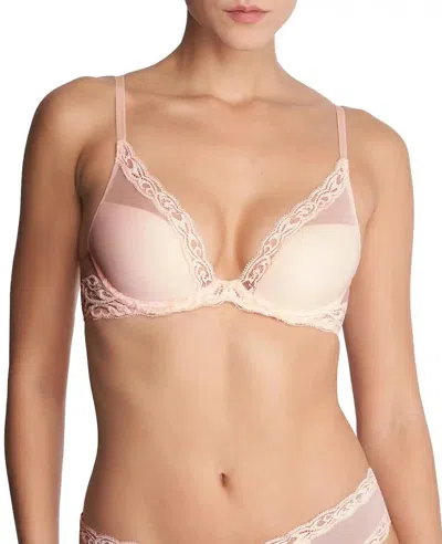 Natori Feathers Plunge Bra In Cameo Rose In Pink