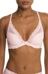 Natori Feathers Plunge T-shirt Basics Bra In Pink