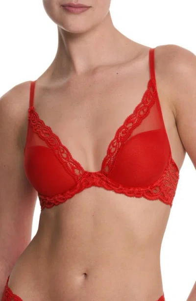 Natori Feathers Plunge T-shirt Basics Bra In Red