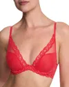 Natori Feathers Plunge T-shirt Basics Bra In Red