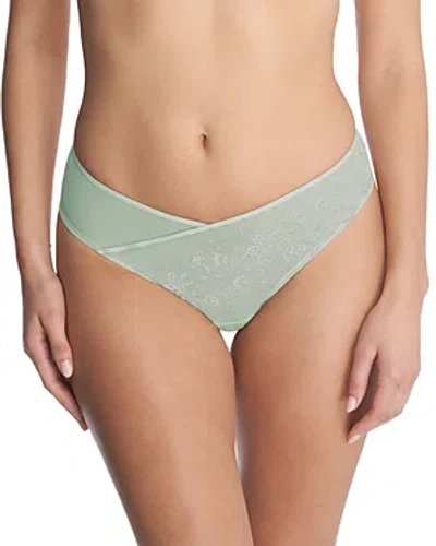 Natori Flawless Embroidered Thong In Dew/mink