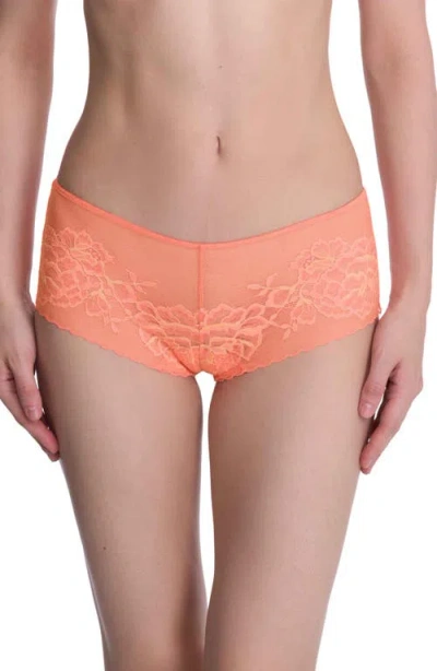 Natori Flora Boyshorts In Rosy Coral/apricot Glow