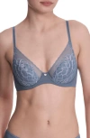 Natori Flora Lace Plunge Underwire Bra In Gray