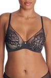 Natori Flora Underwire Contour Bra In Coal/light Mocha