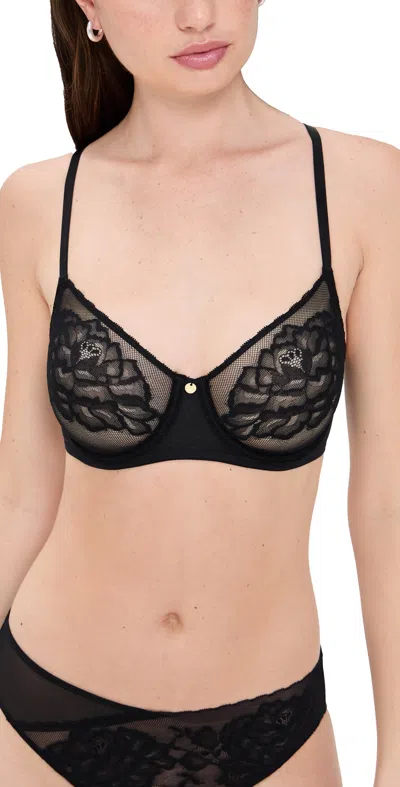 Natori Flora Unlined Balconette Underwire Bra Black