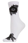 Natori Women's Floral Appliqué Net Crew Socks