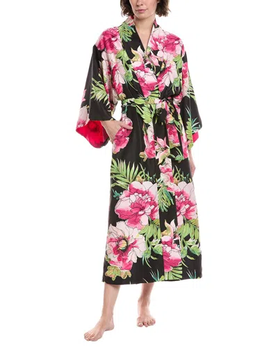 Natori Sonomi Floral-print Long Robe In Black