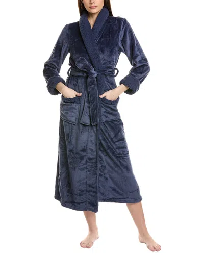 Natori Plush Sherpa Wrap Robe In French Navy