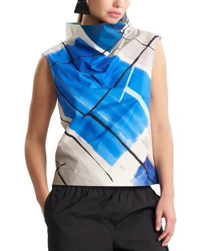 Natori Funnel Neck Top In Blue