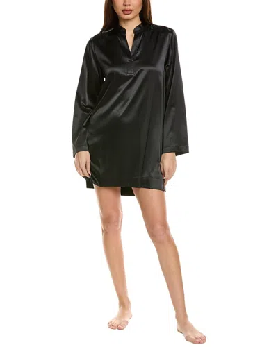 Natori Glamour Mandarin Tunic Sleepshirt In Black