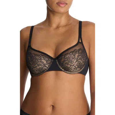Natori Graceful Underwire Balconette Bra In Black/cafe