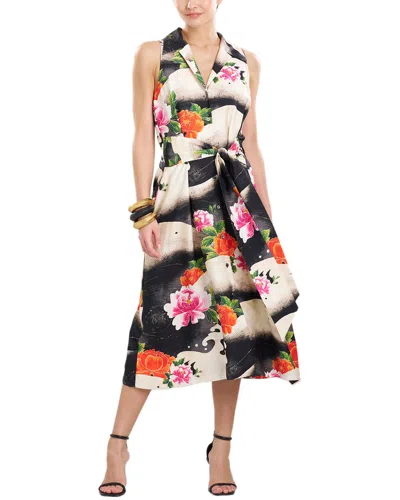 Natori Halter Silk-blend Shirtdress In Black