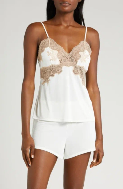 Natori Harper Lace Appliqué Short Camisole Pajamas In Ivory