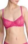 Natori Heavenly Lace Convertible Balconette Bra In Pink
