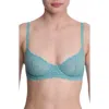 Natori Heavenly Lace Convertible Balconette Bra In Electric Aqua