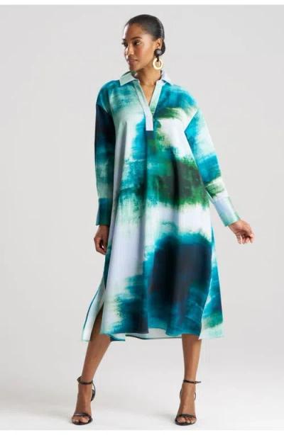 Natori Hisui Cotton Chino Oversized Shirt Dress In Blue
