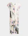 Natori Hiyaku Floral-print Charmeuse Caftan In Multi