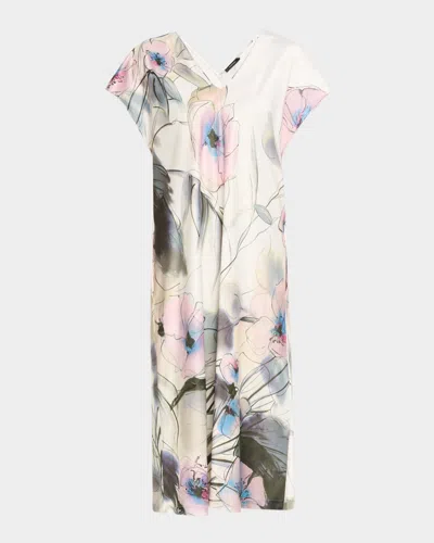 Natori Hiyaku Floral-print Charmeuse Caftan In Multi