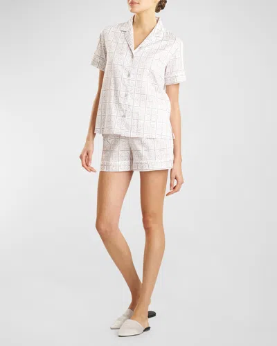 Natori Infinity Short Cotton Sateen Pajama Set In White