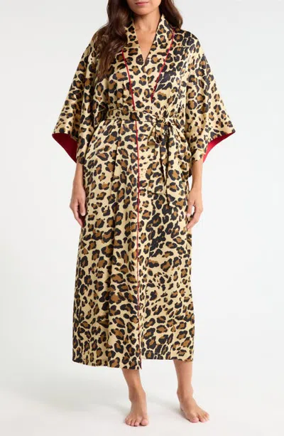Natori Jaguar Printed Stretch Satin Robe In Multi