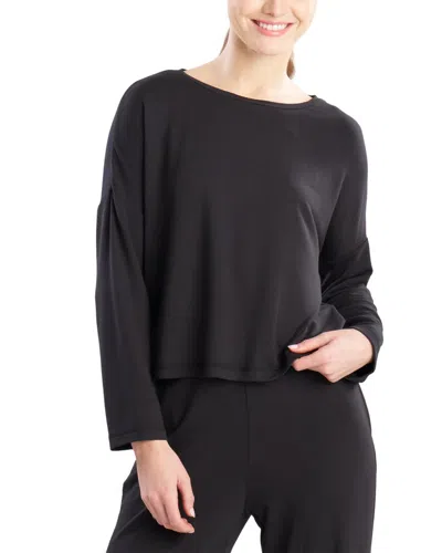 Natori Kaia Terry Destination Long Sleeve Top In Black