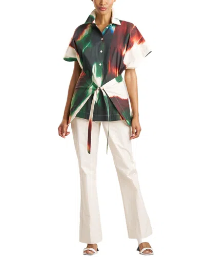 Natori Kimono Wrap Shirt In Green