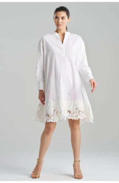 Natori Kumo Embroidery Oversized Shirtdress With Applique In White