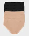 Natori Lace-trim French-cut Briefs, Pack Of 6 In Black/black/blck/caf