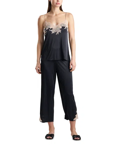 Natori Lace Trim Pajama Set In Black