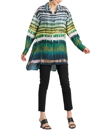 Natori Lana Printed Obi Silk Oversized Shirt In Multi