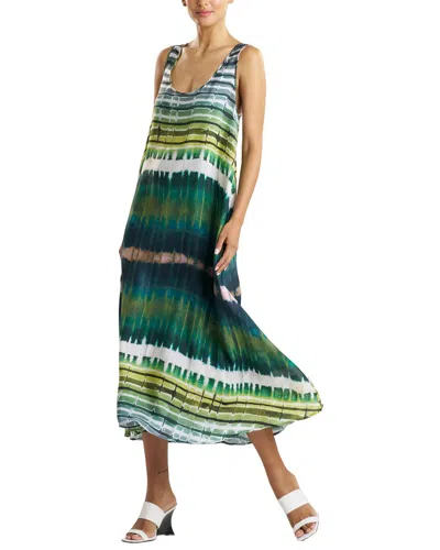 Natori Lana Silk Trapeze Tank Dress In Green