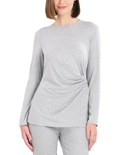 Natori Layering Jersey Side Gathered Top In Gray