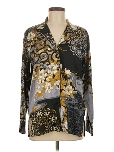 Pre-owned Natori Long Sleeve Blouse In Gray