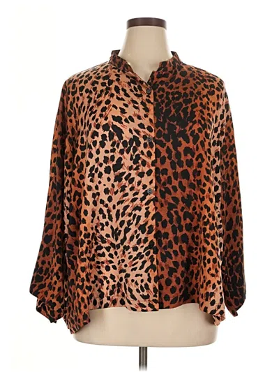 Pre-owned Natori Long Sleeve Blouse In Orange