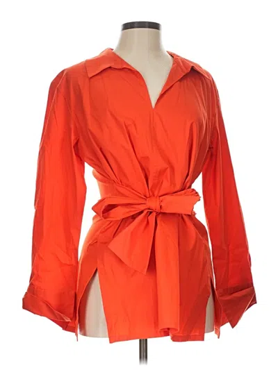 Pre-owned Natori Long Sleeve Blouse In Orange